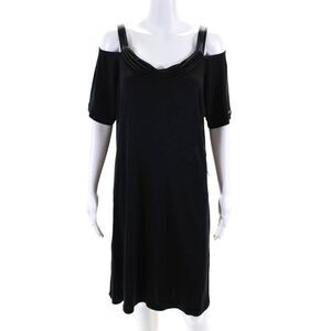 Maryan Mehlhorn Short Sleeve Off Shoulder Strappy Shift Dress Black Size 12